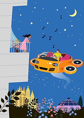 커플 여자 남자 꽃 별 프로포즈 연주 일러스트 노래 자동차 미래 나뭇잎 사람 상반신 성인 두명 건물 꽃병 운전 기타 야간 미래도시 미래사회 성인만 플라잉카 국내일러스트 AI파일 자연요소 식물 건축물 음악 육상교통 컨셉 잎 관계 모션 현악기 도시 사회_공동체 파일형식 벡터