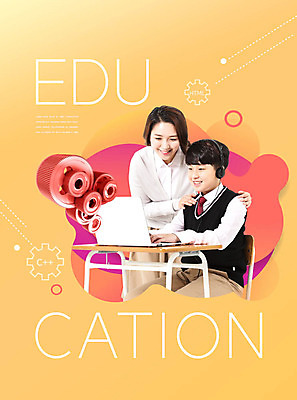 PSD 편집이미지 학생 여자 교육 남자 청소년 미소 성인 두명 10대 30대 노트북 교사 주황색 헤드셋 한국인 톱니바퀴 에듀 에듀케이션 스쿨팩 이미지편집 직업 컬러 음향기기 표정 사람 동양인 장년 전자제품 헤드폰 파일형식