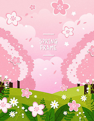 공원 꽃잎 분홍색 백그라운드 일러스트 프레임 따뜻함 사람없음 봄풍경 봄 벚꽃 벚나무 낙화 프레임일러스트 봄배경 국내일러스트 AI파일 나무 계절 공공시설 꽃 컬러 풍경 파일형식 벡터