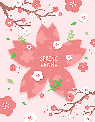 꽃잎 분홍색 백그라운드 일러스트 나뭇잎 프레임 따뜻함 사람없음 봄풍경 봄 벚꽃 낙화 프레임일러스트 봄배경 국내일러스트 AI파일 계절 꽃 컬러 잎 풍경 파일형식 벡터