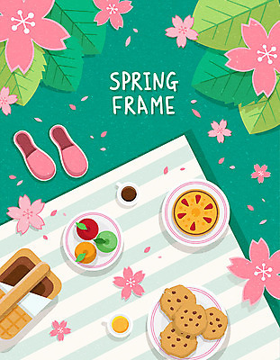 꽃잎 백그라운드 신발 과일 일러스트 나뭇잎 프레임 따뜻함 잔디 사람없음 초록색 소풍 쿠키 봄풍경 봄 벚꽃 돗자리 봄소풍 소풍바구니 프레임일러스트 봄배경 국내일러스트 AI파일 식물 계절 꽃 컬러 잎 디저트 풍경 야외활동 바구니 파일형식 벡터