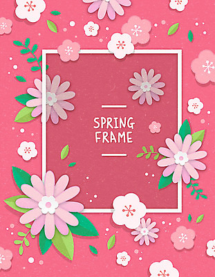 꽃잎 꽃 분홍색 백그라운드 일러스트 나뭇잎 프레임 따뜻함 사람없음 봄풍경 봄 벚꽃 프레임일러스트 봄배경 국내일러스트 AI파일 식물 계절 컬러 잎 풍경 파일형식 벡터
