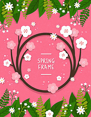 꽃잎 분홍색 백그라운드 일러스트 나뭇잎 프레임 따뜻함 사람없음 봄풍경 봄 벚꽃 나뭇가지 프레임일러스트 봄배경 국내일러스트 AI파일 나무 계절 꽃 컬러 잎 풍경 파일형식 벡터