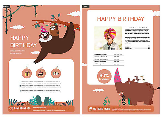 서양인 외국인 템플릿 남자 ZIP 어린이 리플렛 매달리기 한명 사람 소년 파티 케이크 생일파티 전단템플릿 전단 풍선 코뿔소 나무늘보 다홍색 소년한명만 인디자인 INDD 이미지템플릿 동물 1 컬러 포유류 모션 디저트 인종 이벤트 생일 홍보물 남자한명만 소년만 파일형식