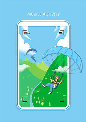 전신 PSD 남자 일러스트 모바일 산 한명 파란색 스마트폰 즐거움 패러글라이딩 남자한명만 액티비티 국내일러스트 1 감정 스포츠 컬러 사람 핸드폰 스마트기기 남자만 파일형식