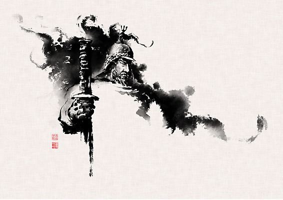 PSD 남자 일러스트 캘리그라피 붓터치 한명 들기 사람 성인 역사 칼 동양화 번짐 장군 갑옷 이순신 성인남자한명만 애국선열 국내일러스트 투구모자 직업 1 모션 미술 보호장비 남자한명만 성인남자만 파일형식 애국 효과