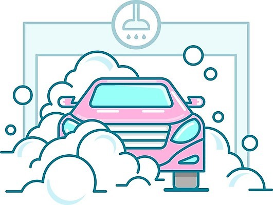 EPS 해외이미지 디자인 라인일러스트 일러스트 자동차 사람없음 거품 서비스 세차 해외202004 해외일러스트 육상교통 파일형식 벡터