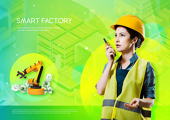 PSD 서양인 외국인 편집이미지 여자 공장 기술 한명 사람 성인 연두색 30대 안전모 무전기 무인화 성인여자한명만 이미지편집 1 공업 무선통신 인종 초록색 장년 헬멧 안전장비 여자한명만 성인여자만 파일형식