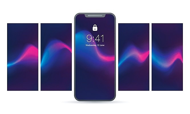 EPS 해외이미지 디자인 파도 백그라운드 이동 일러스트 비즈니스 통신 벽지 모바일 추상 경사 사람없음 스마트폰 핸드폰 컬러풀 터치패드 디지털 스크린 인쇄 휴대용 웨이브 역동적 잠금 전자 UI 구성 터치스크린 효과 해외202004 해외일러스트 바다 컬러 컨셉 무늬 전자제품 스마트기기 오브젝트 보안 파일형식 벡터