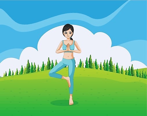 EPS 해외이미지 나무 구름 여자 감정 일러스트 요가 하늘 휴식 건강 사람 풍경 야외 그래픽 10대 초록색 파란색 운동 스트레칭 흰색 청바지 만화 날씬함 집중 언덕 명상 그림 타이즈 해외202004 해외일러스트 자연요소 식물 웰빙 컬러 컨셉 바지 청소년 몸매 파일형식 벡터