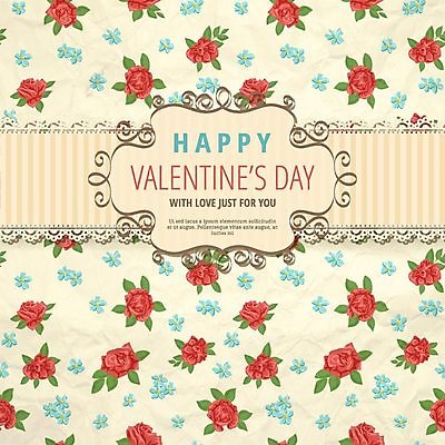 EPS 해외이미지 기념일 꽃 패턴 일러스트 발렌타인데이 사랑 사람없음 하트 축하 해외202004 해외일러스트 모양 식물 감정 컨셉 무늬 데이이벤트 이벤트 파일형식 벡터