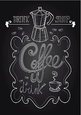 EPS 해외이미지 디자인 배너 커피 음료 음식 백그라운드 일러스트 텍스트 콩 프레임 따뜻함 타이포그라피 사람없음 컵 상점 검은색 칠판 카페 흰색 분필 복고 카페테리아 카페인 스타일 맛있는 해외202004 해외일러스트 문자 식기 컬러 곡류 초크 파일형식 벡터