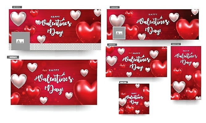 EPS 해외이미지 일러스트 발렌타인데이 사랑 사람없음 빨간색 세트 낭만 하트 축하 해외202004 해외일러스트 모양 감정 컬러 컨셉 데이이벤트 파일형식 벡터