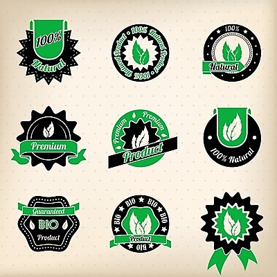 EPS 해외이미지 무료이미지 배너 잎 일러스트 사람없음 초록색 세트 라벨 검은색 에코 내추럴 바이오 해외202004 해외일러스트 식물 컬러 프레임 환경 파일형식 벡터 무료콘텐츠