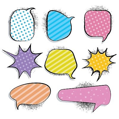 EPS 해외이미지 말풍선 일러스트 사람없음 컬러풀 물방울무늬 줄무늬 만화 팝아트 코믹 카툰스타일 해외202004 해외일러스트 컬러 무늬 그림 파일형식 벡터