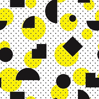 EPS 해외이미지 모양 디자인 선 백그라운드 패턴 일러스트 추상 사람없음 그래픽 노란색 검은색 원형 플랫 기하학 팝 스타일 멤피스디자인 해외202004 해외일러스트 도형 컬러 무늬 파일형식 벡터