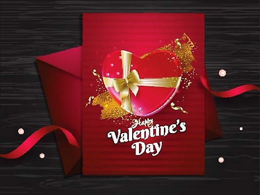 EPS 해외이미지 행복 리본 일러스트 발렌타인데이 사랑 사람없음 빨간색 검은색 하트 축하 편지 해외202004 해외일러스트 모양 감정 컬러 컨셉 데이이벤트 파일형식 벡터