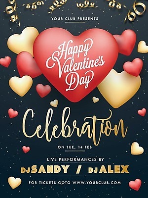 EPS 해외이미지 일러스트 발렌타인데이 사랑 타이포그라피 사람없음 노란색 하트 남색 해외202004 해외일러스트 모양 문자 감정 컬러 데이이벤트 파일형식 벡터