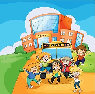 EPS 해외이미지 학생 어린이교육 어린이 여행 이동 잎 일러스트 교실 학교 하늘 버스 사람 건물 교사 해외202004 해외일러스트 식물 직업 건축물 교육 육상교통 컨셉 대중교통 파일형식 벡터