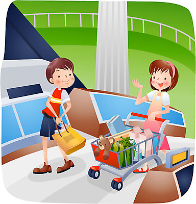 EPS 계절 여자 어린이교육 교육 남자 어린이 일러스트 방학 실내 여름방학 사람 두명 친구 쇼핑 쇼핑카 곰인형 마트 어린이만 국내일러스트 인형 관계 휴가 내부 상점 카트 파일형식 벡터 여름_계절