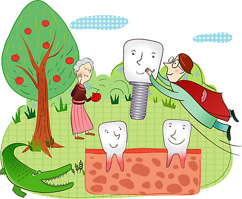 EPS 주간 나무 여자 남자 할머니 일러스트 의학 치과 사람 야외 두명 치료 의사 비행 풀 치아 질병 사과 악어 슈퍼맨 임플란트 잇몸 노인만 성인만 국내일러스트 자연요소 식물 노년 신체 과일 파충류 병원 의료진 소화기관 영웅 파일형식 벡터