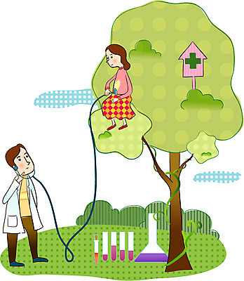 EPS 주간 나무 여자 남자 일러스트 의학 청진기 사람 야외 두명 치료 진료 환자 의사 질병 시험관 국내일러스트 자연요소 식물 의료기기 실험기구 의료진 파일형식 벡터
