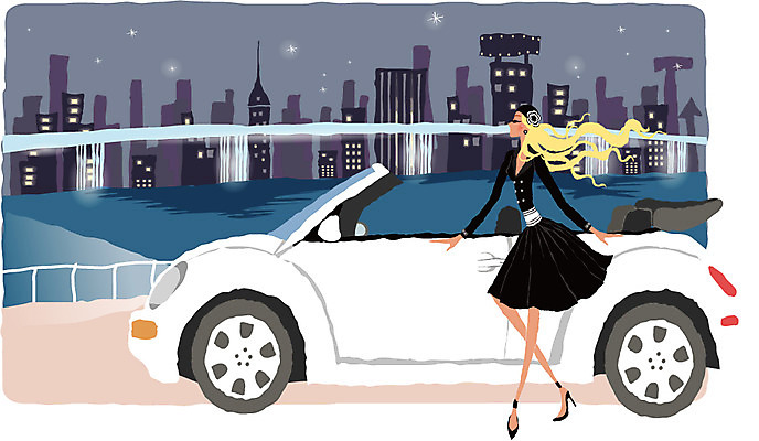 우먼라이프 라이프스타일 여자 별 일러스트 자동차 바람 휴식 사람 라이프 도시 모던라이프 여자만 국내일러스트 자연요소 육상교통 컨셉 날씨 생활