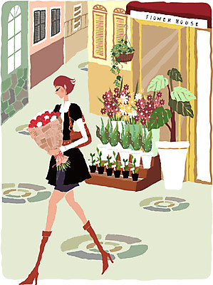 EPS 우먼라이프 라이프스타일 웰빙 여자 꽃 화분 꽃다발 일러스트 거리 한명 사람 20대 성인 야외 건물 라이프 생활 장미 상점 꽃집 모던라이프 여자만 여자한명만 성인여자만 청년만 청년여자만 성인한명만 청년여자한명만 성인여자한명만 성인만 국내일러스트 식물 1 건축물 청년 파일형식 벡터