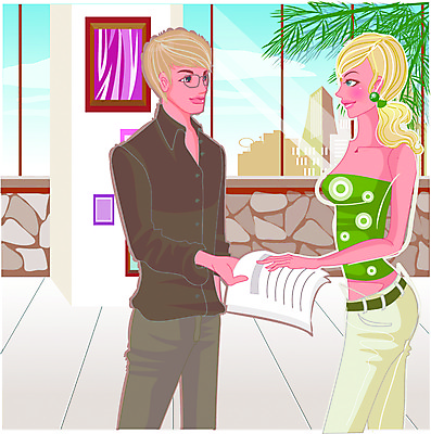 EPS 주간 나무 식물 직업 여자 남자 액자 일러스트 비즈니스 창문 실내 서기 사람 빌딩 상반신 성인 두명 건물 여름 비즈니스맨 비즈니스우먼 문서 파일 성인만 국내일러스트 자연요소 건축물 계절 모션 내부 직장인 파일형식 벡터