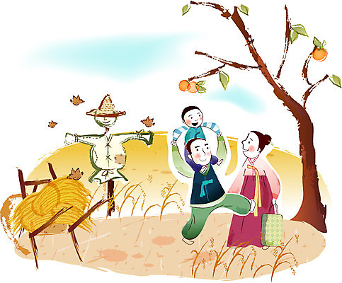 EPS 주간 계절 여자 명절 남자 일러스트 가족 감 사람 초원 야외 세명 추석 벼 가을 시골 목말 한복 감나무 허수아비 참새 지게 귀성길 국내일러스트 자연요소 나무 한국전통 전통 기념일 농업 과일 관계 모션 조류 곡류 전통의상 파일형식 벡터