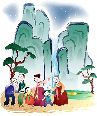 EPS 나무 계절 여자 명절 남자 호수 일러스트 가족 밤하늘 산 사람 여러명 야외 강 추석 절벽 폭포 가을 소나무 한복 달맞이 국내일러스트 식물 한국전통 전통 기념일 다수 관계 자연 하늘 야간 전통의상 파일형식 벡터