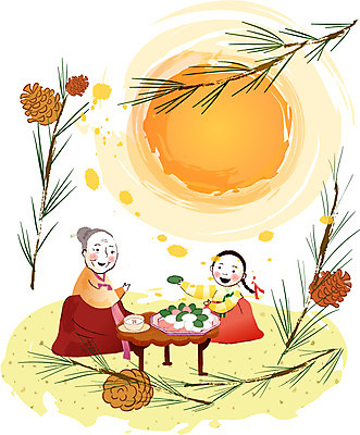 EPS 계절 여자 명절 일러스트 잔 떡 사람 두명 태양 추석 가을 솔 소나무 한복 송편 죽 솔잎 빈대떡 여자만 국내일러스트 자연요소 나무 한국전통 전통 식기 기념일 음식 잎 전통의상 파일형식 벡터
