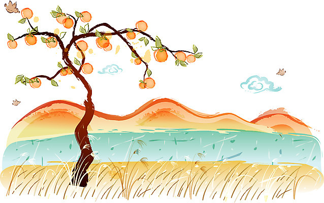 EPS 주간 나무 식물 구름 사계절 계절 명절 백그라운드 일러스트 자연 조류 산 한국 논 감 풍경 초원 사람없음 야외 추석 가을 농촌 감나무 가을배경 국내일러스트 자연요소 동물 전통 기념일 아시아 농업 과일 시골 생태계 파일형식 벡터 가을_계절