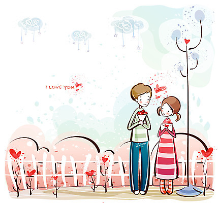 EPS 커플 공공시설 여자 남자 행복 감정 꽃다발 가로등 데이트 일러스트 사랑 사람 20대 야외 두명 10대 편지 국내일러스트 꽃 관계 청소년 청년 시설 파일형식 벡터