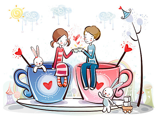 EPS 커플 공공시설 여자 남자 행복 감정 가로등 데이트 일러스트 사랑 사람 20대 두명 10대 토끼 커피잔 티스푼 각설탕 국내일러스트 커피 포유류 관계 청소년 잔 청년 반려동물 숟가락 설탕 시설 파일형식 벡터