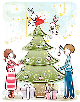 EPS 커플 계절 여자 기념일 남자 행복 감정 종교 크리스마스장식 크리스마스 겨울 데이트 일러스트 천사 사랑 사람 20대 두명 10대 선물상자 크리스마스트리 토끼 강아지 국내일러스트 포유류 관계 청소년 선물 이벤트 청년 반려동물 상자 개 파일형식 벡터