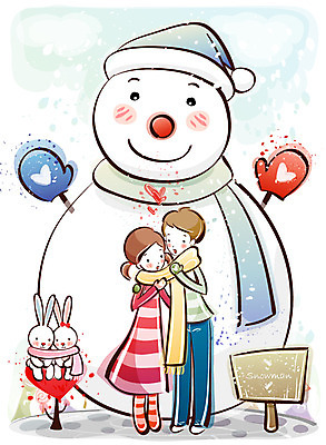 EPS 커플 계절 여자 남자 행복 감정 겨울 데이트 일러스트 눈사람 사랑 사람 20대 두명 10대 목도리 토끼 국내일러스트 잡화 포유류 관계 청소년 청년 반려동물 파일형식 벡터