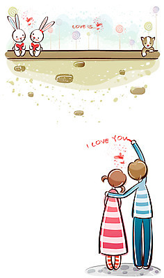 EPS 커플 여자 남자 행복 감정 벽 데이트 일러스트 사랑 사람 20대 두명 10대 담장 토끼 강아지 낙서 국내일러스트 포유류 관계 청소년 청년 반려동물 개 파일형식 벡터