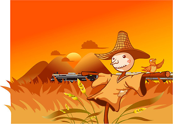 EPS 주간 계절 명절 일러스트 하늘 산 한국 풍경 초원 사람없음 야외 태양 추석 기차 가을 농촌 시골 풀 허수아비 참새 국내일러스트 자연요소 식물 전통 기념일 아시아 육상교통 농업 조류 대중교통 파일형식 벡터