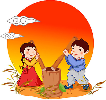 EPS 주간 구름 커플 계절 여자 명절 남자 어린이 일러스트 사람 야외 두명 추석 가을 풀 한복 절구 어린이만 국내일러스트 자연요소 식물 한국전통 전통 기념일 관계 도구 전통의상 파일형식 벡터