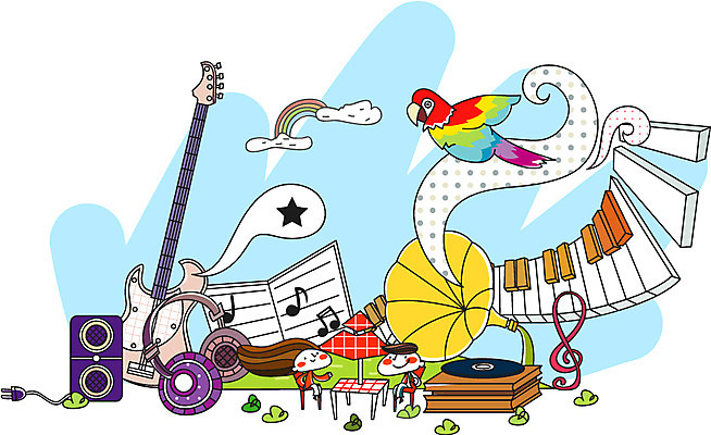 EPS 주간 여자 남자 악기 음악 일러스트 비즈니스 현악기 사람 야외 두명 헤드셋 스피커 기타 파라솔 건반 피아노 건반악기 악보 즐거움 앵무새 축음기 음향산업 국내일러스트 자연요소 감정 산업 음향기기 조류 문화예술 헤드폰 골동품 파일형식 벡터