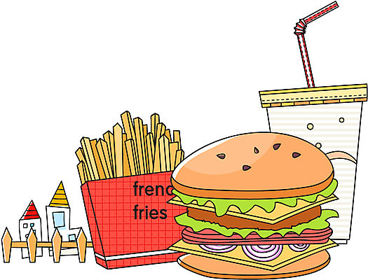 EPS 아이콘 음식 주택 패스트푸드 사람없음 울타리 감자튀김 햄버거 인스턴트 콜라 2D아이콘 감자 건물 담장 튀김 탄산음료 파일형식 벡터