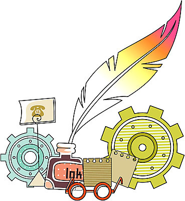 EPS 아이콘 문구용품 잉크 사람없음 톱니바퀴 깃털펜 2D아이콘 펜 오브젝트 파일형식 벡터