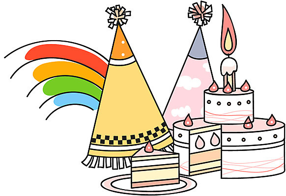 EPS 아이콘 무지개 디저트 이벤트 사람없음 파티 케이크 고깔모자 2D아이콘 자연요소 모자_잡화 음식 파일형식 벡터