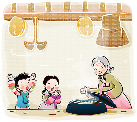 EPS 계절 여자 명절 남자 할머니 어린이 일러스트 가족 실내 사람 소녀 소년 세명 추석 가을 농촌 시골 가마솥 한복 송편 고향 국내일러스트 한국전통 전통 기념일 노년 관계 떡 내부 솥 전통의상 파일형식 벡터