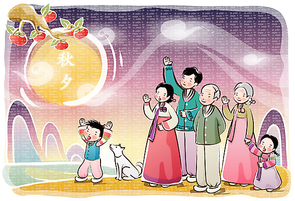 EPS 계절 여자 명절 할아버지 남자 할머니 어린이 일러스트 가족 산 대가족 한국 사람 소녀 소년 여러명 야외 추석 보름달 가을 농촌 시골 인사 야간 감나무 고향 국내일러스트 자연요소 나무 전통 기념일 노년 아시아 다수 관계 감 달 예절 파일형식 벡터