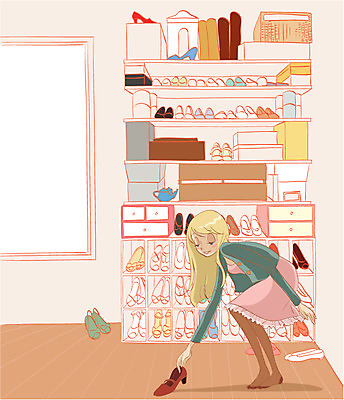 EPS 우먼라이프 잡화 여자 구두 일러스트 휴식 실내 한명 사람 20대 성인 인테리어 평화 서랍장 정리 리빙 신발장 여자만 여자한명만 성인여자만 청년만 청년여자만 성인한명만 청년여자한명만 성인여자한명만 성인만 국내일러스트 1 라이프스타일 디자인 가구 신발 컨셉 청년 내부 파일형식 벡터