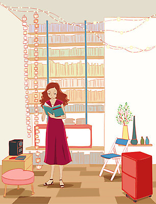 EPS 우먼라이프 여자 거실 의자 일러스트 휴식 책장 실내 한명 사람 20대 성인 책 인테리어 독서 평화 꽃병 리빙 여자만 여자한명만 성인여자만 청년만 청년여자만 성인한명만 청년여자한명만 성인여자한명만 성인만 국내일러스트 1 라이프스타일 디자인 꽃 가구 컨셉 청년 내부 파일형식 벡터