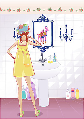 EPS 우먼라이프 여자 일러스트 휴식 실내 한명 사람 20대 성인 인테리어 위생용품 목욕 욕실 양치 세면대 화장실 리빙 여자만 여자한명만 성인여자만 청년만 청년여자만 성인한명만 청년여자한명만 성인여자한명만 성인만 국내일러스트 1 라이프스타일 디자인 생활용품 컨셉 청년 내부 청결 파일형식 벡터