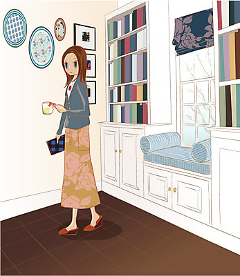 EPS 우먼라이프 여자 액자 거실 일러스트 창문 티타임 휴식 책장 실내 한명 사람 20대 성인 인테리어 마시기 커튼 차 리빙 여자만 여자한명만 성인여자만 청년만 청년여자만 성인한명만 청년여자한명만 성인여자한명만 성인만 국내일러스트 1 라이프스타일 디자인 음료 가구 컨셉 모션 청년 내부 파일형식 벡터